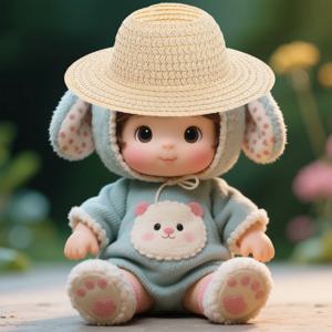 파티 테이블 장식용 밀짚 소재의 작은 모자, 수제 미니 모자, 17cm 크기의 인형집용 장식