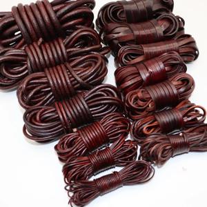 2미터 레트로 브라운 플랫 라운드 정품 소가죽 끈 스트랩 팔찌 목걸이 가죽 로프 줄 DIY 쥬얼리 제작 공예용