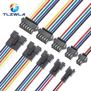 10PCS JST SM 2/3/4/5/6 핀 2.54MM 플러그 남성-여성 와이어 커넥터 케이블 피그 테일 플러그 LED 연결 라인 20cm 길이