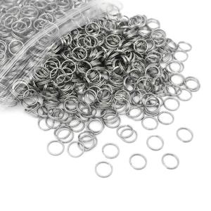 100 Pcs 6-20mm 광택 실버 컬러 열쇠 고리 스테인레스 스틸 구멍 열쇠 고리 열쇠 고리 라운드 라인 키 체인 커넥터 결과