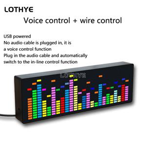 LOTHYE RGB 리듬 LED 스테레오 음악 스펙트럼 픽업 전자 시계 음성 제어 레벨 표시기 VU 미터 자동차 분위기 램프