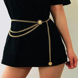 Boho 섹시한 해바라기 여왕 머리 동전 술 펜던트 허리 배꼽 벨트 체인 여성 여름 비키니 레이브 바디 쥬얼리 Y2K 액세서리