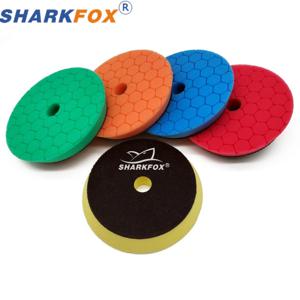 Sharkfox 연마 패드 3/5/6 인치 독일 폼 버프 스폰지 패드 DA/RO 폴리 셔 버퍼 도구 용 자동 자동차 버핑 패드 세트