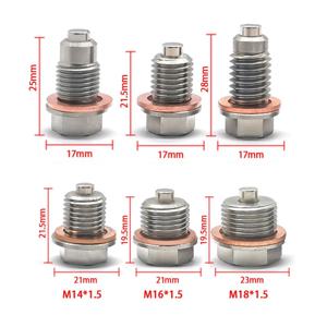 최신 자동차 액세서리 M14 X 1.5 M12 M16 M18 M20 마그네틱 스테인리스 스틸 오일 드레인 플러그 섬프 드레인 너트 볼트 (구리 가스켓 포함)