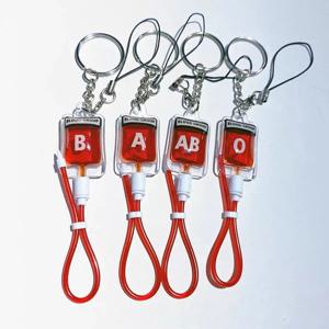 새로운 스타일 1 Pcs 혈액형 A B O AB 플라즈마 팩 혈액 가방 PVC 펜던트 DIY 쥬얼리 선물 매력 키 체인 액세서리 열쇠 고리 만들기