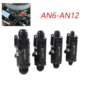 AN6-AN12 알루미늄 인라인 연료 차단 밸브 차단(케이블 레버 포함) 검정색 AN6 AN8 AN10 AN12