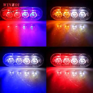 4 LED 자동차 스트로브 라이트 자동차 그릴 경고등 12-24V 황색 점멸 램프 트럭 ATV 자동차 점멸 비콘 (자동차 ATV용)