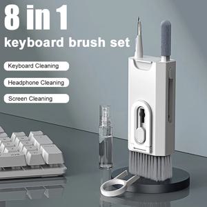 8 in 1 청소 키트 컴퓨터 키보드 클리너 브러시 이어폰 헤드셋 용 청소 펜 IPad 전화 청소 도구 Keycap Puller