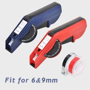 정품 Motex E5500 E-505 수동 라벨 메이커 e-5500 슈트, DYMO 3D 엠보싱 테이프, 1610 12965 1880 교체 가능, 6mm, 9mm