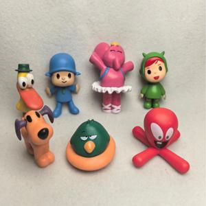 7 개/대 Pocoyo 동물 장난감 새 오리 코끼리 인형 모델 장면 장식품 애니메이션 만화 귀여운 Pvc 피규어 장난감