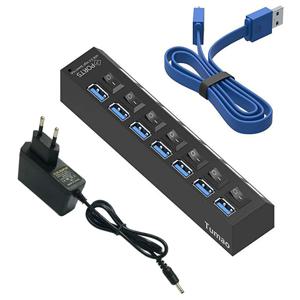 멀티 포트 USB 허브 3.0 4/7 포트, 휴대용 초고속 5Gbps 다중 USB 포트 확장기, 스위치 전원 어댑터, PC용