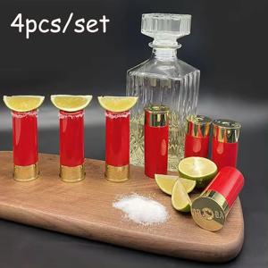 4 Pcs/세트 플라스틱 12 게이지 쉘 샷건 안경 사냥 용 음주 컵, 남성용 바 안경 선물 음주 컵 세트