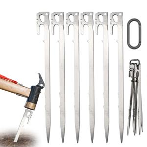 캠핑 텐트 스테이크 6개, 캐노피 텐트 페그 28cm 스테인리스 스틸 정원용 지지대, 해변용 천막, 해먹, 트램펄린 액세서리