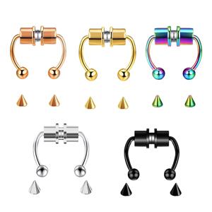 가짜 피어싱 코 링 후프 Septum 비 피어싱 코 클립 락 HipHoop 스테인레스 스틸 자석 패션 펑크 바디 여성 쥬얼리