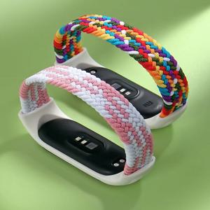 Xiaomi Mi band 7 6 5 4 3 NFC 나일론 교체 벨트 팔찌 손목 밴드 correa Mi band 4 5 6 7 스트랩 용 땋은 솔로 루프 스트랩