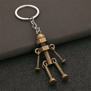 빈티지 기계 나사 로봇 키 체인 크리 에이 티브 이동식 공동 Steampunk 로봇 자동차 키 홀더 남자 배낭 펜던트