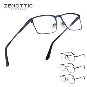 ZENOTTIC 남성용 합금 광학 안경 프레임 패션 남성용 사각형 안경 초경량 금속 비처방 안경