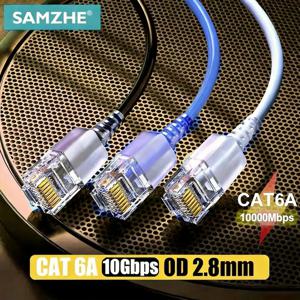 SAMZHE Cat6A 슬림 이더넷 케이블 10Gbps 네트워크 패치 코드, 1000Mbps/10000Mbps 지원, 라우터, 가정용 컴퓨터, 광대역용