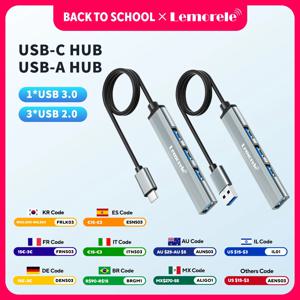 Lemorele USB 허브 유형 C 허브 USB3.0 OTG 4 포트 USB C/A 허브 멀티 분배기 어댑터 Lenovo Macbook Pro 용 노트북 액세서리
