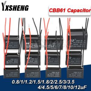 1PCS CBB61 450V 시작 커패시터 0.8 1 1.5 1.8 2 2.5 3 4 5 6 7 8 10 12 15 18 20 미크로포맷 팬 천장 배기 모터 실행 커패시터 CBB