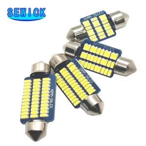 100pcs 꽃줄 자동차 LED 인테리어 독서 등 4000K 따뜻한 흰색 C5W C10W 31mm 36mm 39mm 41mm 자동 룸 천장 돔 램프 12V