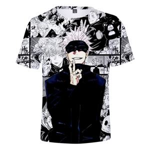 Kids And Mens 여름 t 셔츠 일본 애니메이션 Jujutsu Kaisen Gojo Boys 티셔츠 여름 오버 사이즈 하라주쿠 캐주얼 스포츠 streetwear