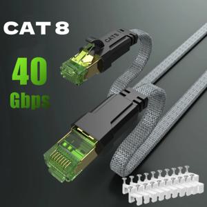 MIZIQIER 고속 CAT 8 플랫 네트워크 인터넷 케이블, 40Gbps SFTP RJ45 LAN 케이블, 모뎀, 라우터, 게이밍 PC, PS4/5/6, Xbox용 패치 코드