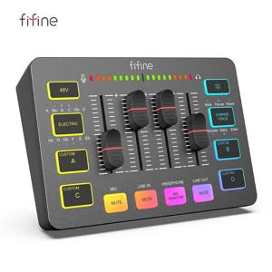 XLR 마이크 인터페이스, 48V 팬텀 전원, RGB, 팟캐스팅 스트리밍 AmpliGame SC3용 사운드 카드가 포함된 FIFINE USB 게임 믹서