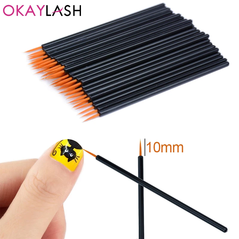 OKAYLASH 50 개/몫 재사용 가능한 젤 라이너 네일 아트 브러쉬 페인팅 펜 일회용 아이 라이너 뷰티 아이 라인 Makup 도구