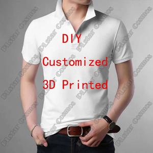 PLstar Cosmos DIY 맞춤형 디자인 패턴 3D 올오버 프린트 남성 폴로 셔츠, 패션 캐주얼 라펠 반팔 셔츠