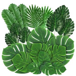 10PCS 열 대 야자 잎 여름 Monstera 인공 실크 거북이 잎 홈 하와이 루아 해변 웨딩 파티 장식