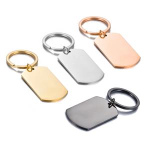4PCS 스테인레스 스틸 빈 사각형 ID 태그 목걸이에 대 한 키 체인 매력 펜 던 트 사용자 지정 DIY 쥬얼리 키 링 2 크기 만들기