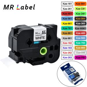 1PCS 36mm 검정색 흰색 tze261 호환 형제 p 터치 프린터 적층 라벨 테이프 tze-161 tze661 tz-M961 tze-461