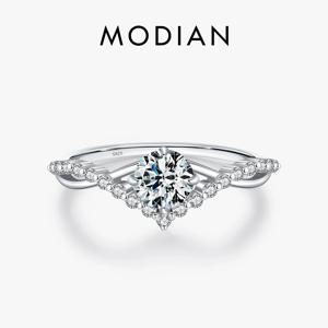 MODIAN 크라운 D 컬러 Moissanite 반지 섬세한 실험실 다이아몬드 반지 여성을위한 925 스털링 실버 결혼 약혼 보석
