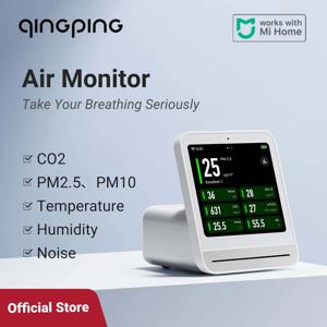 Qingping 공기 모니터 Gen 2, 7in1 실내 공기질 측정기는 알람으로 PM2.5,CO2,PM10,eTOVC,소음, 온도 및 습도를 감지합니다.