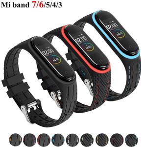 Mi band 7 6 5 팔찌 스포츠 벨트 실리콘 시계 밴드 교체 Xiaomi mi band 3 4 5 6 스트랩 용 Smartwatch 팔찌