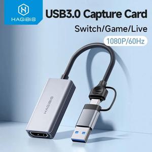 Hagibis USB 3.0 비디오 캡처 카드 HDMI 호환 USB/Type-c 게임 그래버 레코드 Ms2130 스위치 Xbox PS4/5 라이브 방송