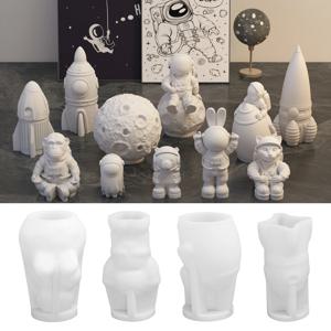 LZ022 3D 우주비행사 실리콘 캔들 몰드 DIY 우주 플랫폼 별 로켓 우주인 석고 몰드 공예 장식용