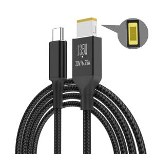 USB C 65W 100W 135W 충전기 전원 케이블 유형-C-슬림 팁 사각형 포트 변환기 코드 Lenovo Legion Y7000 노트북과 호환 가능