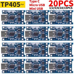 1-20PCS 타입-c/마이크로/미니 USB 5V 1A 18650 TP405~ 리튬 배터리 충전기 모듈 보호 기능이 있는 충전 보드 이중 기능 1A
