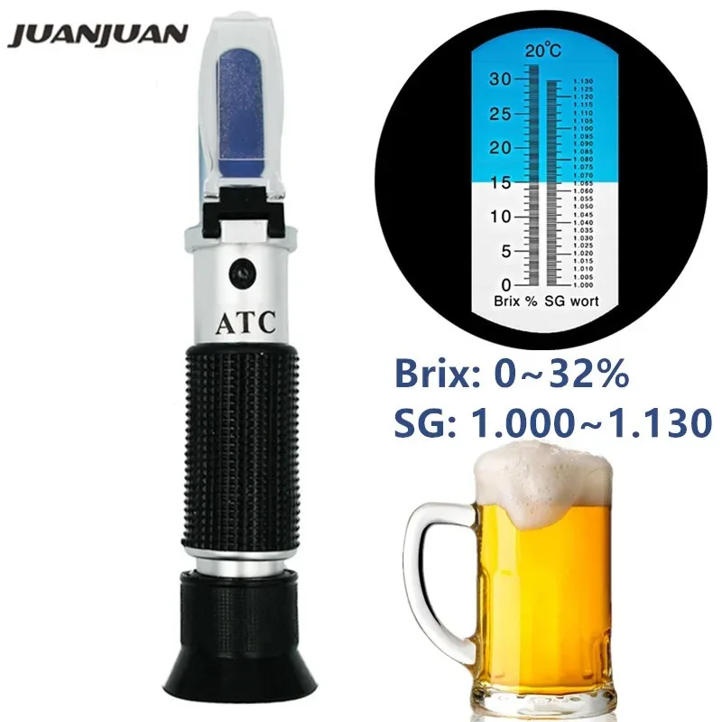 맥주 증류기 굴절계 0-32% Brix 와인 설탕 농도 양조 과일 굴절계 1.000-1.120 비중계