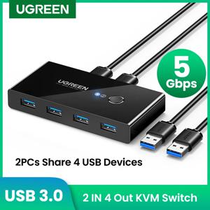 UGREEN USB 스위치 USB 3.0 2.0 Windows10 용 스위처 스위치 PC 키보드 마우스 프린터 2 PC 공유 4 장치 USB 스위치
