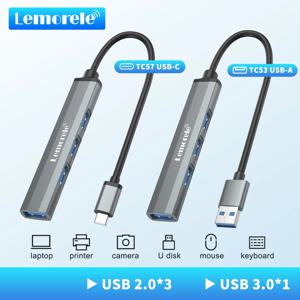 Lemorele USB 허브 유형 C 허브 USB3.0 OTG 4 포트 USB C/A 허브 멀티 분배기 어댑터 Lenovo Macbook Pro 용 노트북 액세서리