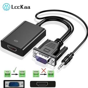 VGA to HDMI 변환기 어댑터 1080P VGA 남성 HDMI 여성 어댑터 케이블 (PC 노트북 HDTV 프로젝터 용 3.5mm 오디오 출력 포함)
