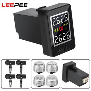LEEPEE 자동차 TPMS 타이어 압력 모니터 시스템 도요타 온도 실시간 모니터링 4Pcs 외부 내부 센서 연료 절약