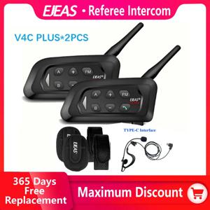EJEAS V4C Plus 축구 심판 인터콤 헤드셋 Bluetooth 1500M 전이중 헤드폰 축구 회의 인터폰
