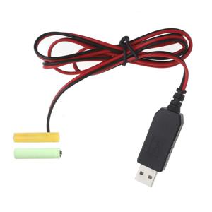 USB 5V ~ 3V(2x1.5V) LR03 AAA 더미 배터리 제거기 원격 제어 라디오 LED 조명용 케이블
