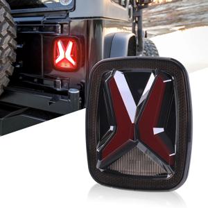 지프 랭글러 CJ TJ YJ 1998-2006 모델용 차량 후면 LED 테일 라이트, 범용 'X'자형 디자인, 스모크 색상, 12V, 주간 주행등(DRL) 기능, 브레이크 테일 램프로 개조 가능