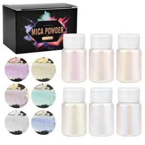 6 Pcs-Set 에폭시 수지 염료 운모 분말 분말 안료 세트 수지 운모 진주 빛 수지 진주 상자 포장 운모 착색제 수지