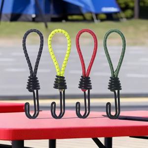 10pcs 텐트 탄성 로프 코드 후크 다목적 야외 캠핑 캐노피 방수포 텐트 고정 코드 문자열 Carabiner 후크 액세서리